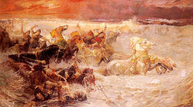 Frederick Arthur Bridgman Pharaohs army engulfed oil painting picture